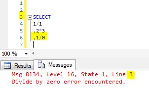 Msg 8134, Level 16, State 1, Line 1 Divide by zero error encountered.