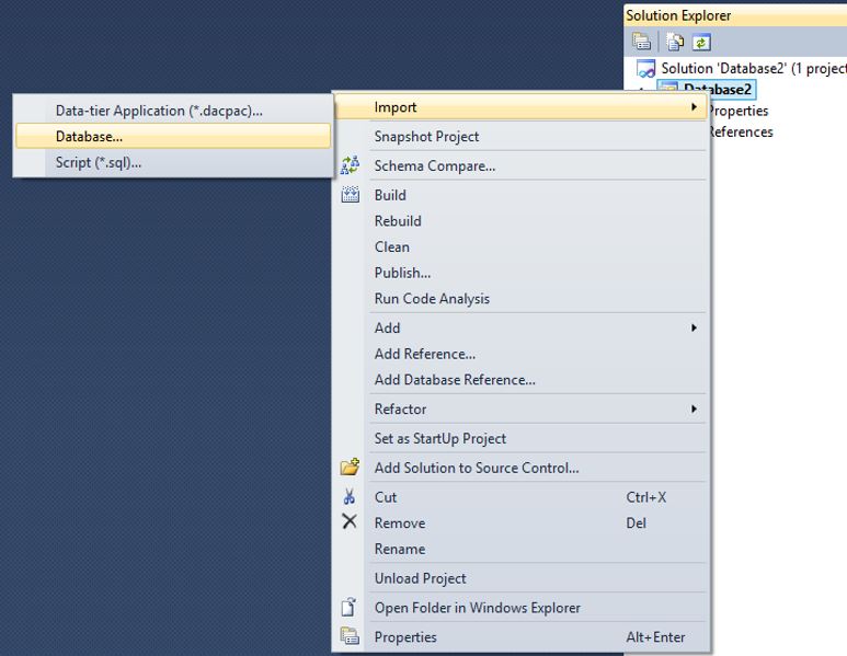 Import database into SSDT project in Visual Studio