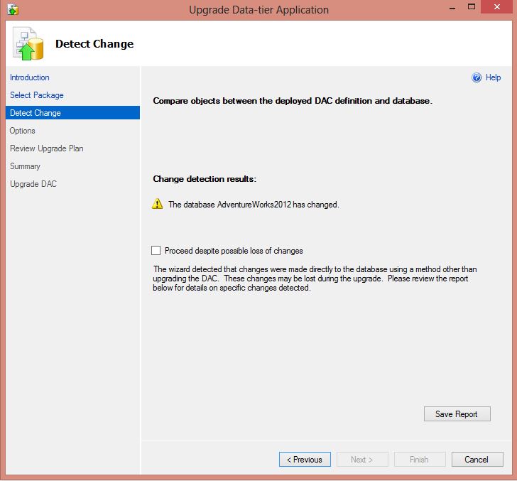 SSDT Import DacPac Changes Detected