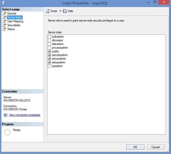 SSMS Security Logins Server Roles