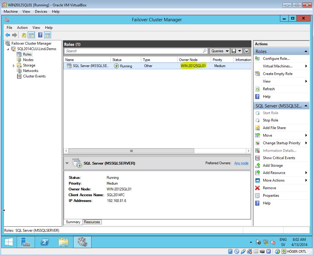 SQL Server Failover Cluster Owner Node