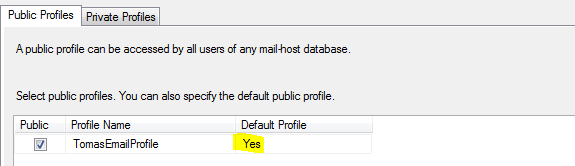 Database Mail Default Profile