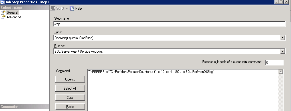 Performance Monitor To SQL Server SQL Agent Job Step