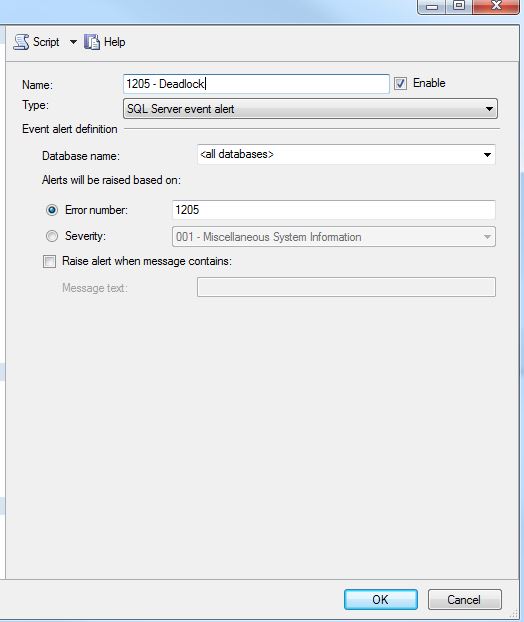 SQL Server Alert 1205