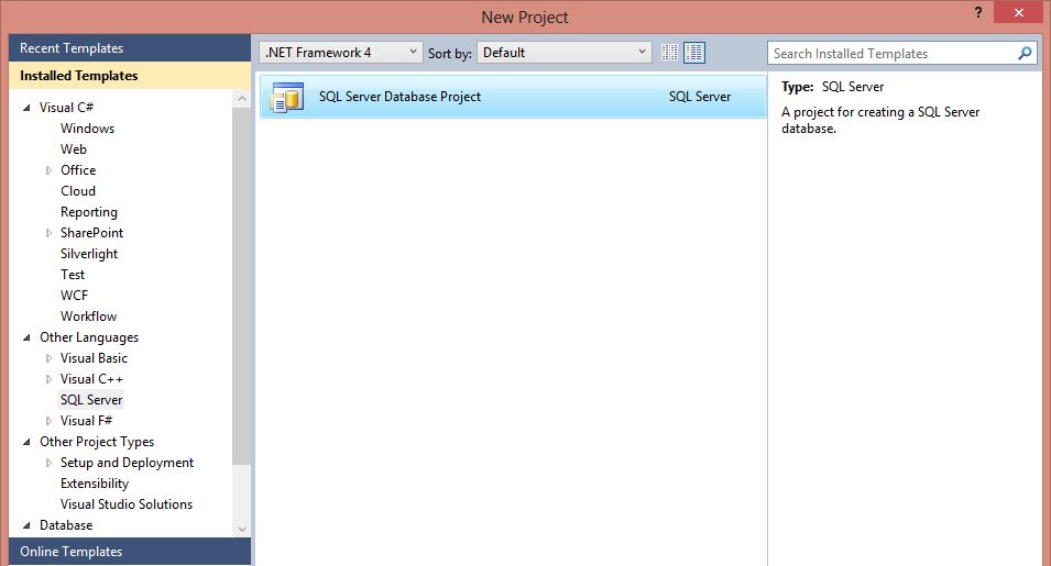 SSDT Project Template in Visual Studio
