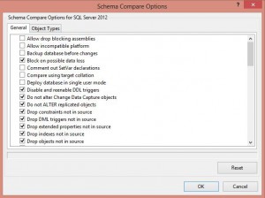 SSDT Schema Compare Options