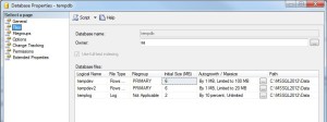Database Properties Files Page