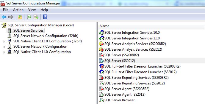 SQL Server Configuration Manager SQL Server Services