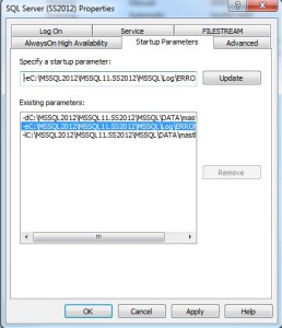 SQL Server Configuration Manager Startup Parameters