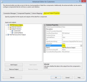 SSIS IsSorted Property