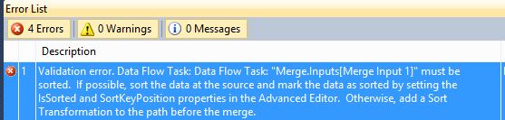 SSIS Merge Data Not Sorted