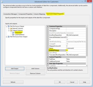 SSIS SortKeyPosition Property