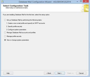 Configure Database Mail View Or Change System Parameters