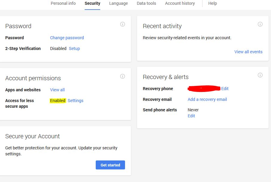 Gmail Security Access For Less Secure Apps Enabled