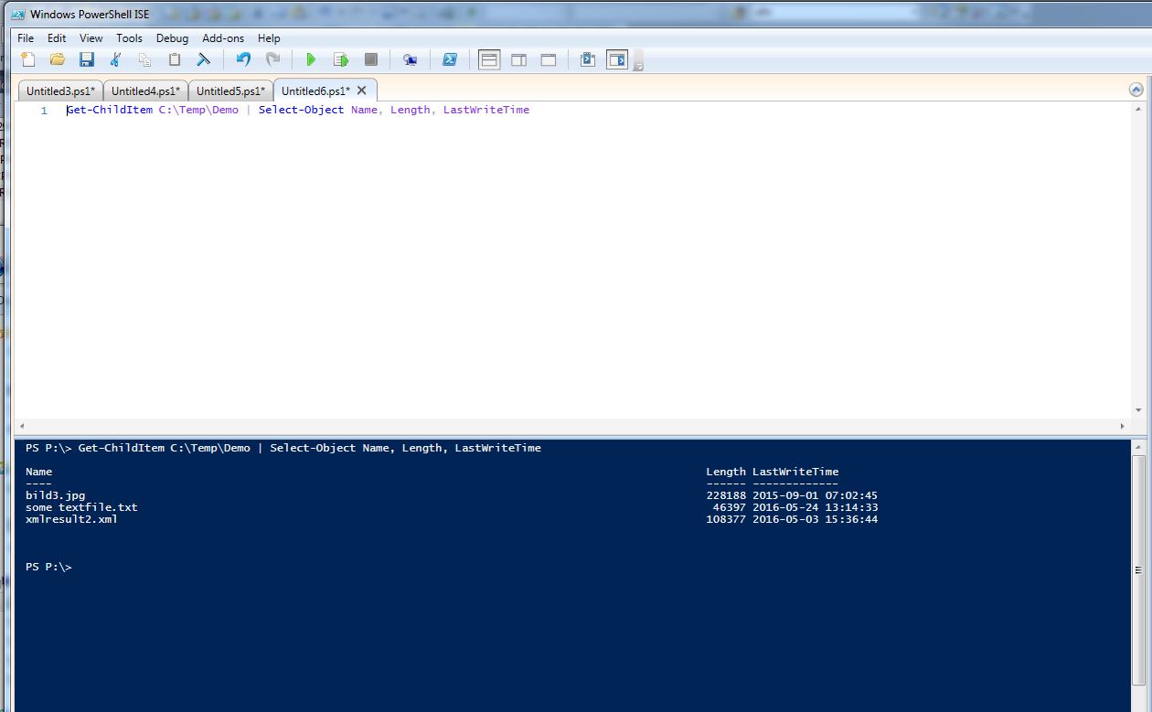 PowerShell ISE File Listing